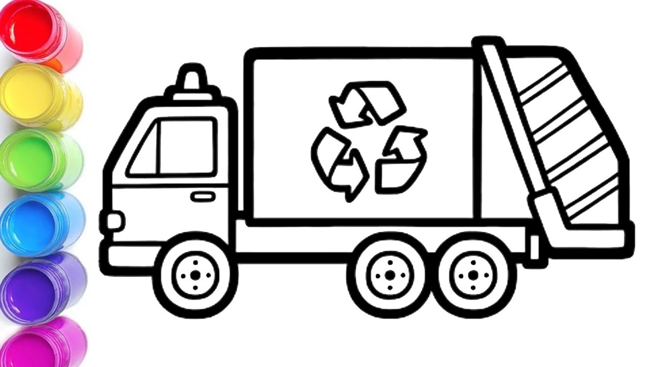 Garbage Truck Drawing for Kids | Easy Kachra Gaadi Drawing Step by Step | Bachchon ke liye  Drawing