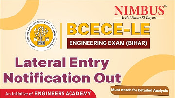 BCECE-LE 2023 Notification Out | BCECE-LE important information 2023 | BCECE LE Apply Online 2023