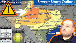 Texas: Severe Thunderstorms Likely This Afternoon into Thursday Morning