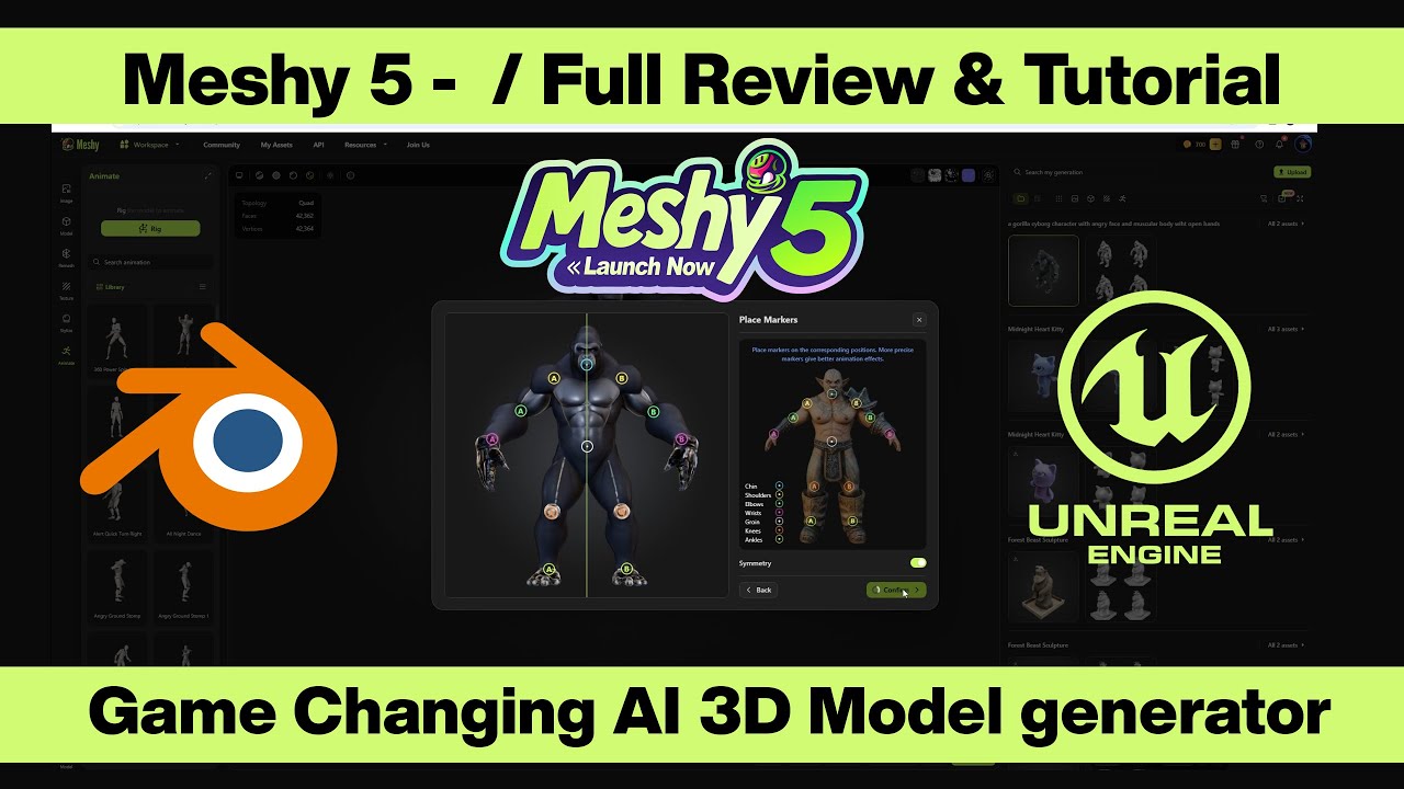Meshy 5 – Game Changing AI 3D Model generator / Full Review & Blender / UE5 Tutorial
