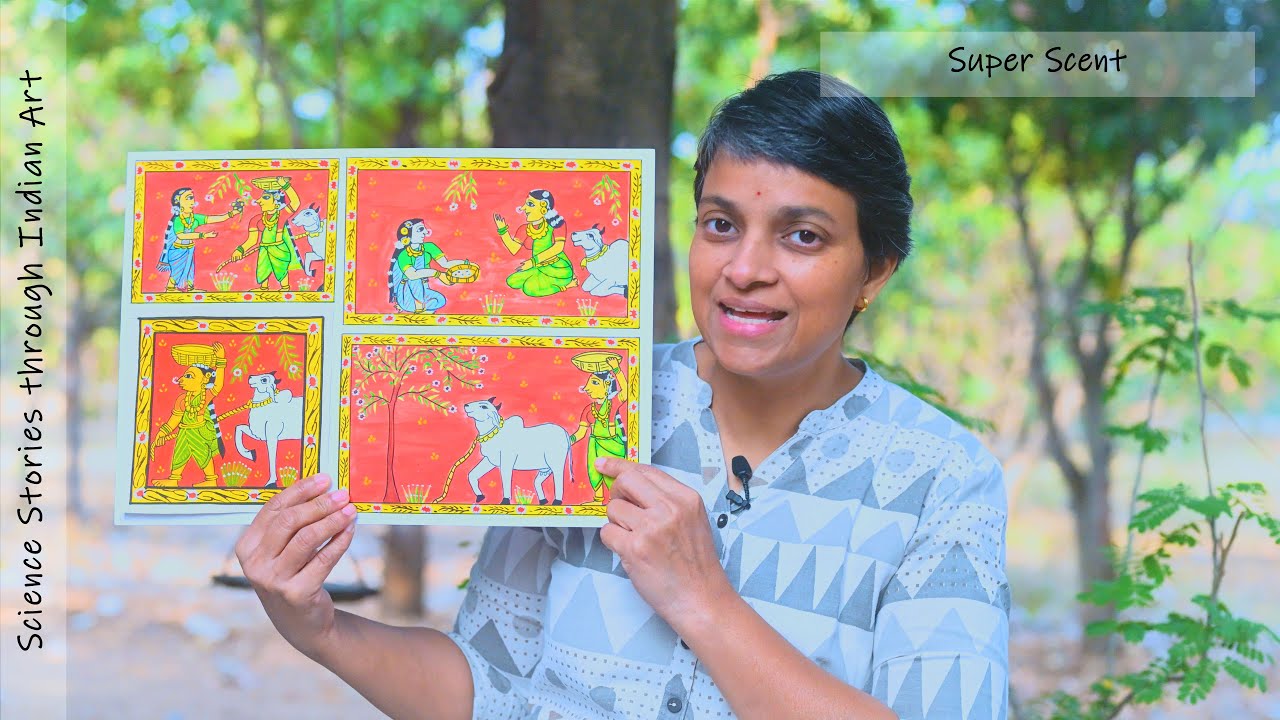 Super Scent | Cheriyal Scroll Painting is used to communicate few facts about cows