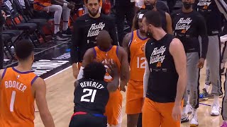 Patrick Beverley shoved Chris Paul in the back and the teams got together at midcourt 😲