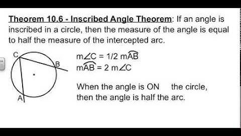 Geometry 10-4 Inscribed Angles
