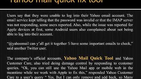 Yahoo mail quick fix tool