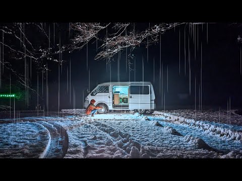 大雪警報の夜に女ひとり車中泊 | Solo Female Car Camping in Snow
