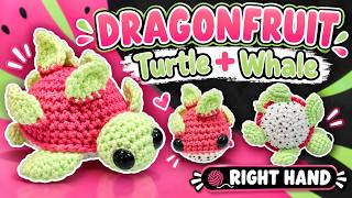 Amigurumi Dragonfruit Turtle + Whale | Crochet Pattern PDF | Right Handed
