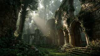 Abandoned Stone Forest Ruins Ambience | Soft Piano, Birdsong & Morning Mist (Relax, Study, Sleep) screenshot 4