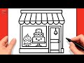 How to Draw a Cute Cake Shop ???? | Easy Drawing for Kids || Step by Step Tutorial 