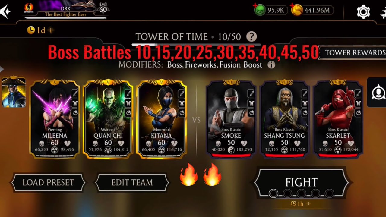 Tower of Time: Boss Battles 10,15,20,25,30,35,40,45,50 No ToT Equipment + Reward | MK Mobile