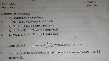 CBSE Class 10 Maths Question paper Mid Term examination 2018-19