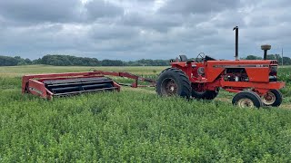 Allis-Chalmers 185 & 175 mowing and tedding hay.