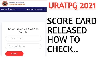 uratpg 2021 score card || uratpg score card released||uratpg 2021 results released||Ru