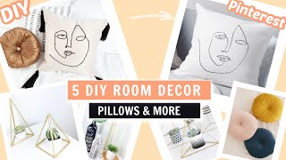 diy room decor, 5 Easy pinterest inspired throw pillows, wall shelve, planter & vases