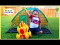 Ryan Pretend Play Camping and Fishing in the  Backyard with Ryan's Family Review!!!