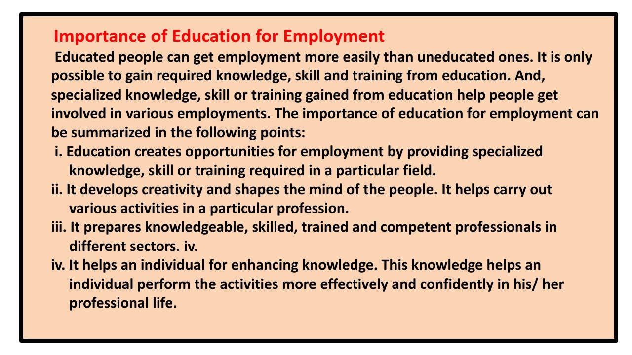 education and employment unit 1