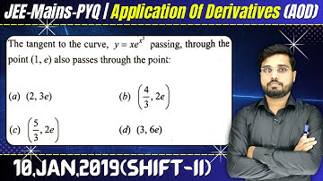The tangent to the curve, y = xex2 passing through the point (1, e) also passes through the point