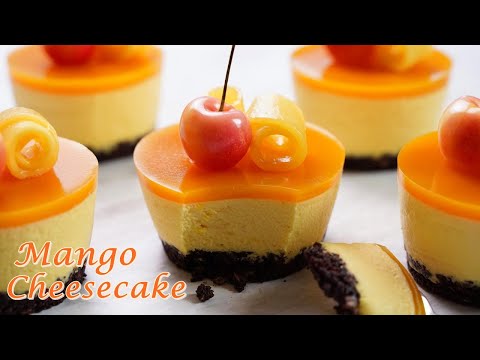 No-Bake / No-Egg / Cup measure / Mini Mango Cheesecake / Easy Recipe