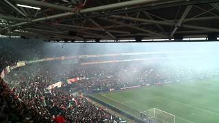 Feyenoord-Ajax 29-01-2012 sfeer voor wedstrijd + opstelling