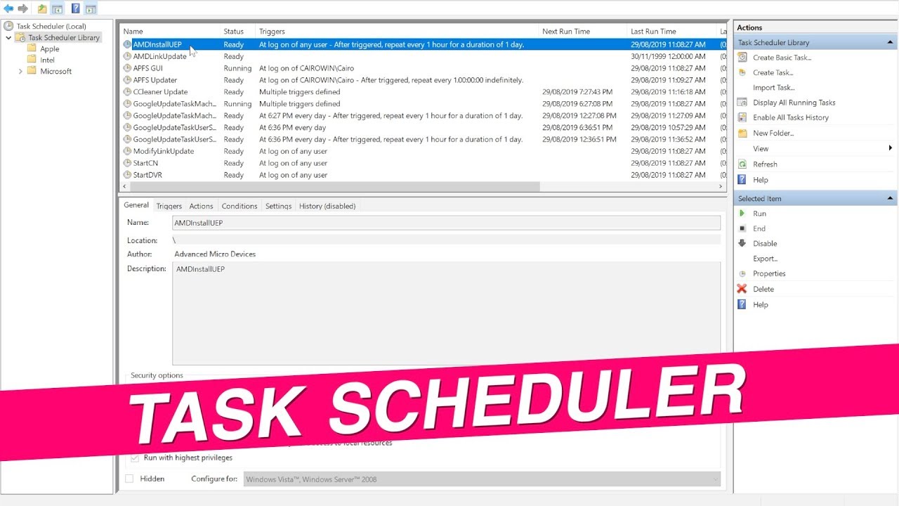 Kridt band Venture Windows 10 Task Scheduler | How to Auto Start Programs & Remove Spyware -  YouTube