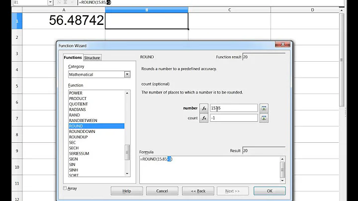 OpenOffice Calc functions: ROUND