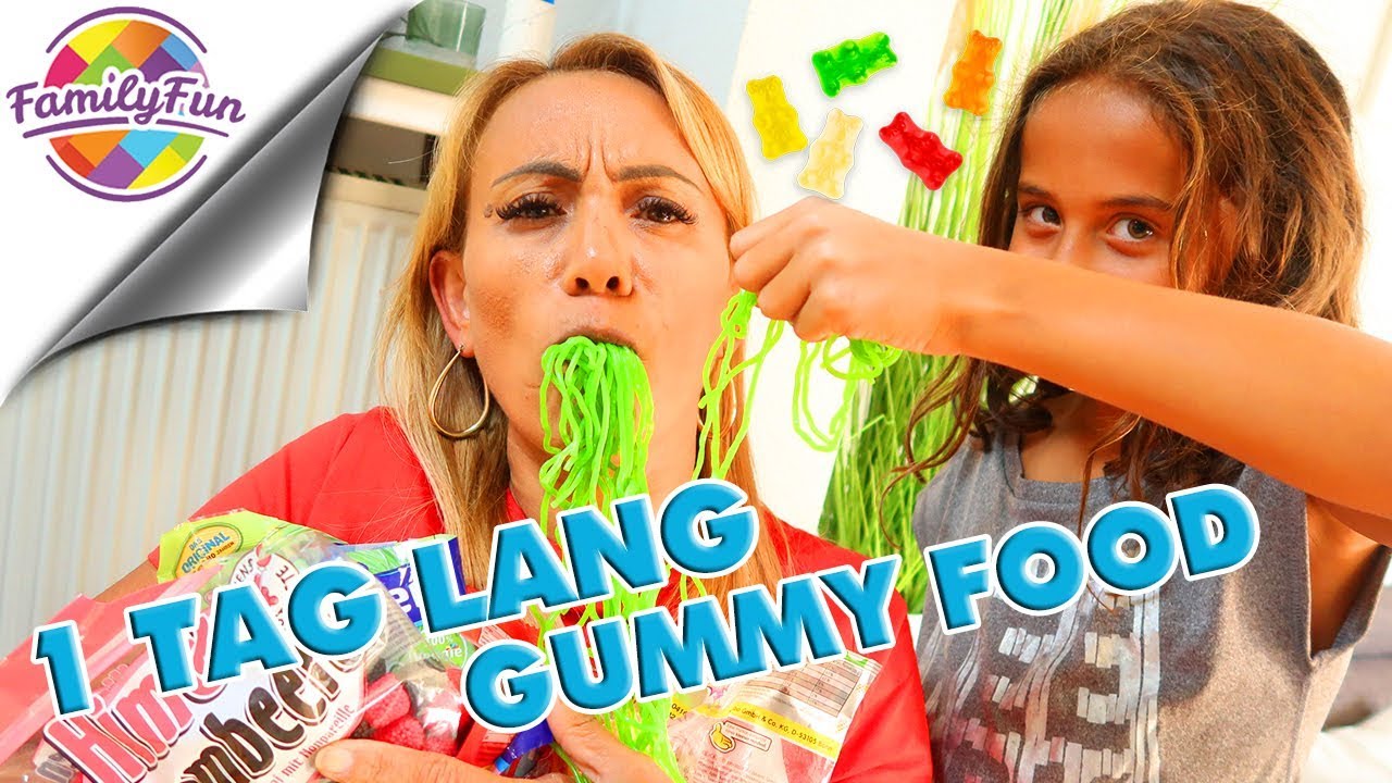 1 TAG LANG GUMMY FOOD Essen Challenge - Family Fun