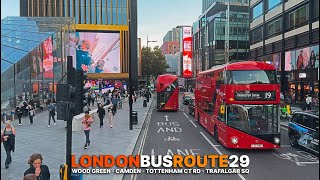 Riding the double-decker London Bus 29 | Wood Green to Trafalgar Square | Upper Deck Views of London