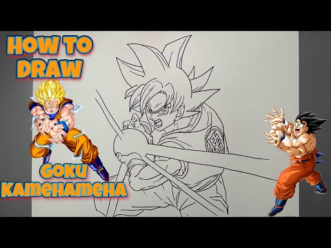 How To Draw Goku Super Saiyan God Kamehameha
