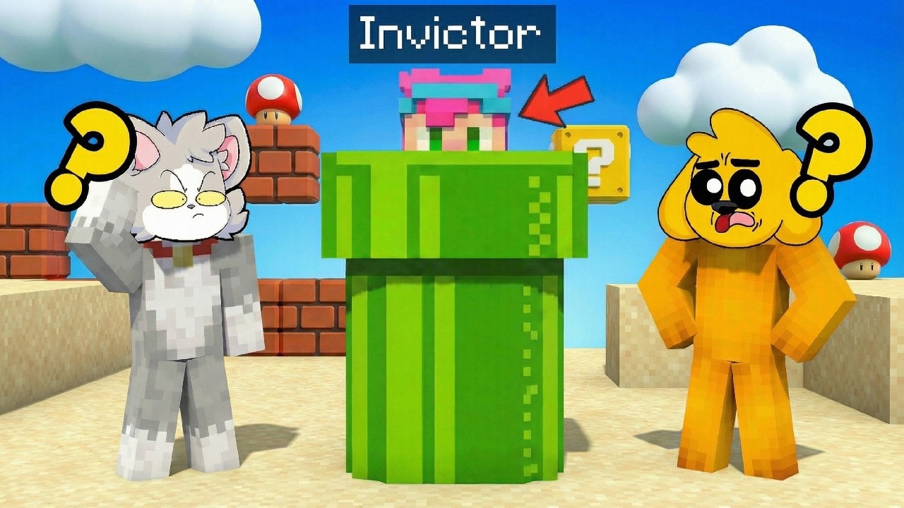 Me Escondo en la TUBERÍA SECRETA DE SUPER MARIO GALAXY en el Escondite en MINECRAFT 😂