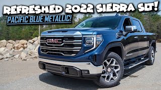 NEW Refreshed 2022 Sierra 1500 SLT | Pacific Blue Metallic!