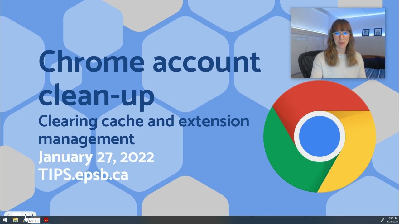 Chrome account clean up: clearing cache and extension management
