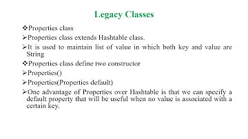 Video 58 Legacy Classes Interface in Java Dictionary HashTable Vector Properties Enumeration