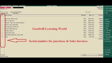 Tally TDL for item Serial Number for Sales invoice and purchase invoice