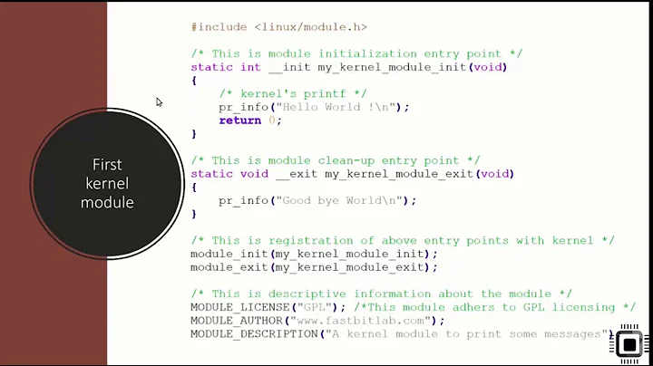 Linux device driver lecture 8 : Writing a kernel module and syntax