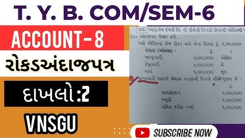 || રોકડ અંદાજ પત્ર|| દાખલો :2+સમજૂતી ||vnsgu