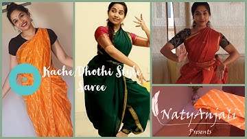 How to drape Dhoti Style Saree | Dance Practice Kache Saree Tutorial | Bahubali Devasena Style