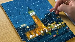 How to Draw a Rainy Night / Acrylic Painting for Beginners