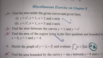 MISCELLANEOUS EX Q1 TO Q9 SOLUTIONS OF APPLICATION OF INTEGRALS NCERT CHAPTER 8 CLASS 12th(PART1)