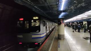 092.新橋駅を発車する横須賀線E217系