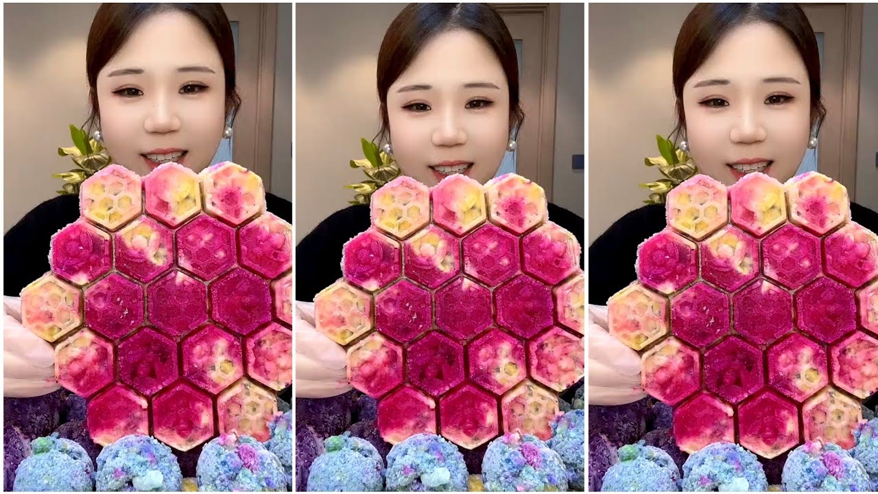 ASMR ice eating with passion fruit 