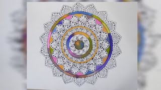 How to draw Mandala Art for beginners | Easy Multiple water colour Mandala Art | Step by Step