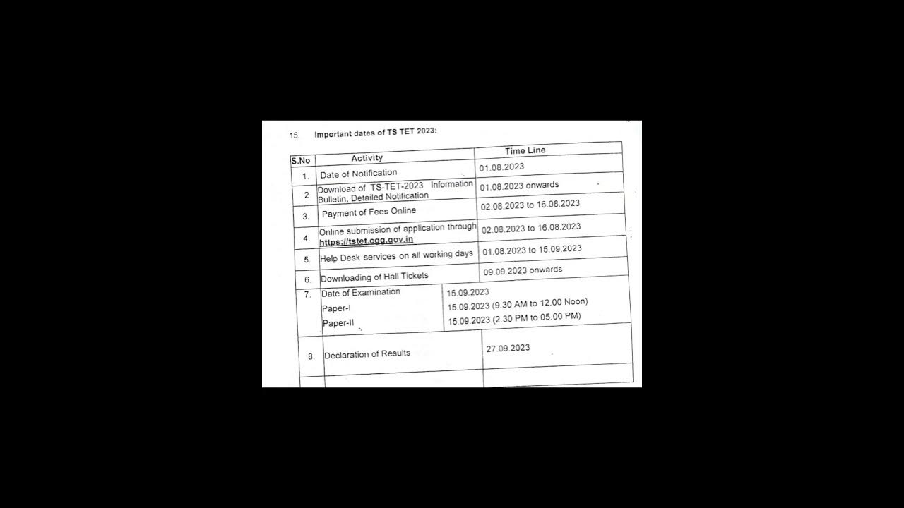 TSTET 2023 Notification Important Dates Telangana Tet Notification 2023 tstet shorts YouTube
