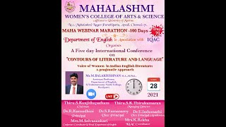 Voice of Women in Indian English Literature : A pragmatic Approach - MAHA WEBINAR MARATHON - Day 70