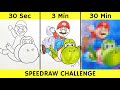 Drawing SUPER MARIO &amp; YOSHI in 30 sec, 3 min, and 30 min | The Super mario galaxy movie | Fendraw