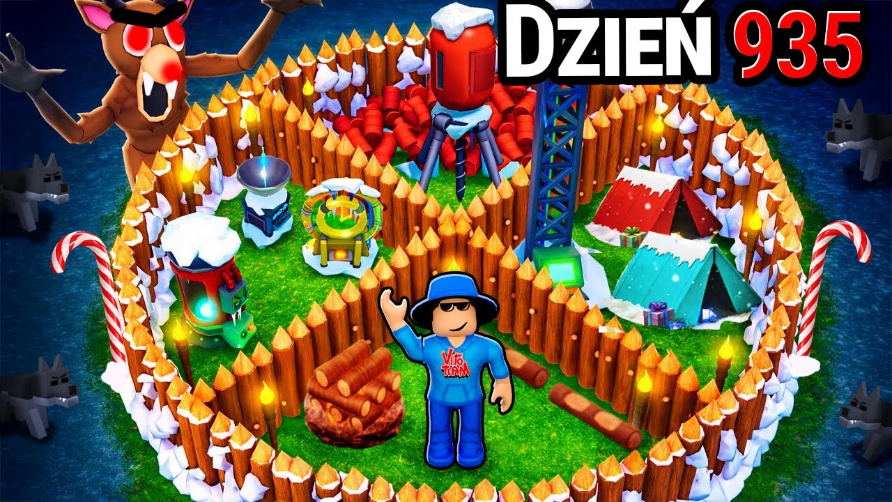 ZBUDOWAŁEM NAJLEPSZĄ ŚWIĄTECZNĄ BAZĘ W 99 NOCY W LESIE... (Roblox)
