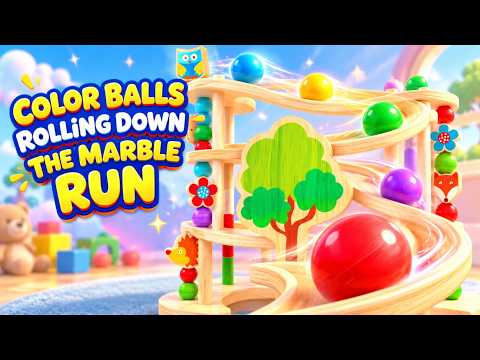 Color Balls Rolling Down the Marble Run
