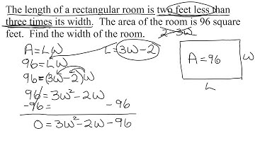 Application of Quadratic Equations: Word Problem Involving Area of Rectangle & "Less Than" L=3W-2