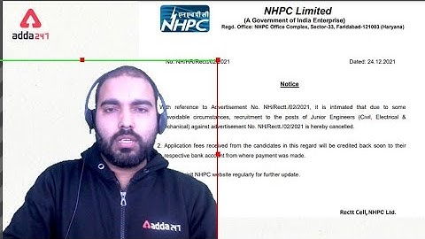 NHPC JE 2021 Latest Notice regarding exam