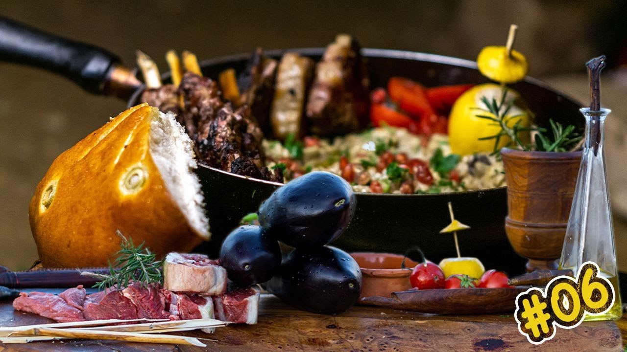 شواء الخروف و العجل مع متبل الباذنجان بجانب البحيرة | Grilled lamb and veal with Marinated eggplant
