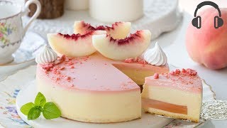 [ASMR] Peach Mousse Cake 水蜜桃慕斯蛋糕 玫瑰果冻夹心  Rachel's Cuisine