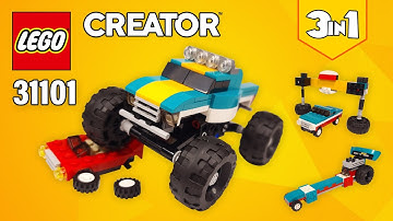 LEGO® Creator 3in1 Monster Truck (31101)[163 pcs] Dragster & Muscle Car Building Instructions | TBB
